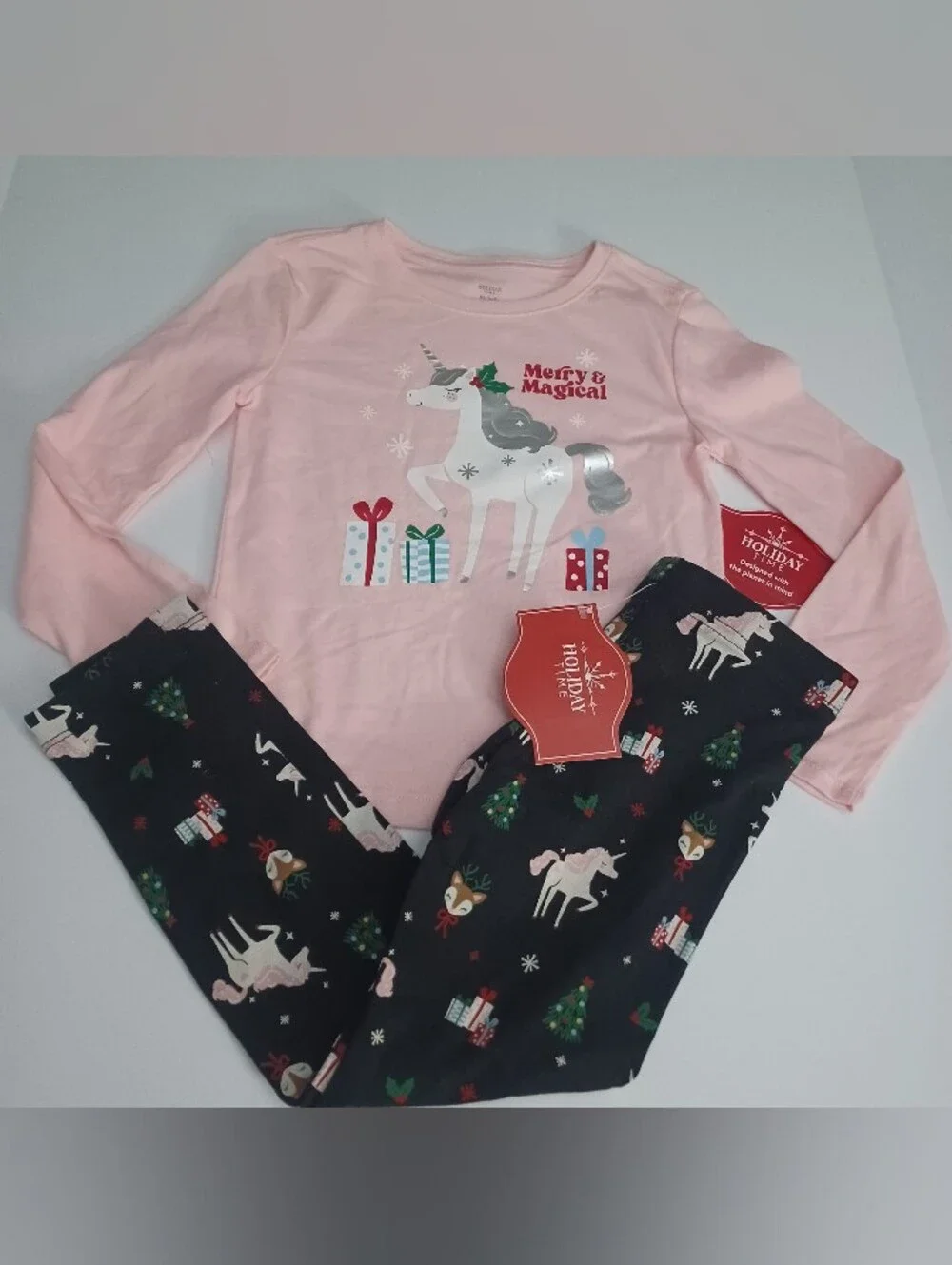 Holiday Time 2pc Unicorn Christmas Outfit Sz 4 5